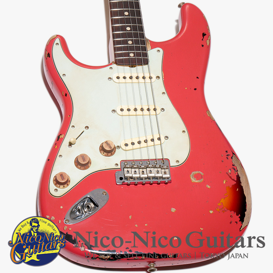 Fender Custom Shop 2018 MBS Michael Landau 1963 Stratocaster Relic Left Handed by Jason Smith (Fiesta Red / Sunburst)