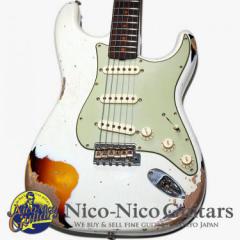 Fender Custom Shop 2023 1960 Stratocaster Heavy Relic (Aged Olympic White on 3Tone Sunburst)