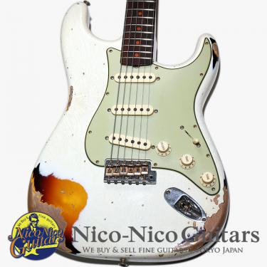 Fender Custom Shop 2023 1960 Stratocaster Heavy Relic (Aged Olympic White on 3Tone Sunburst)